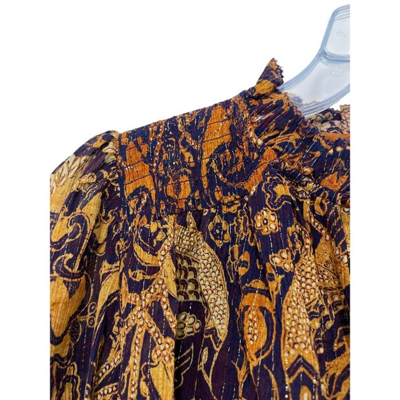 Ulla Johnson Ida Metallic Blouse Floral Size 6 NWT - Picture 7 of 11